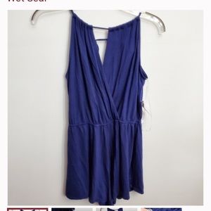 SOLD Blue Summer Surplice Romper